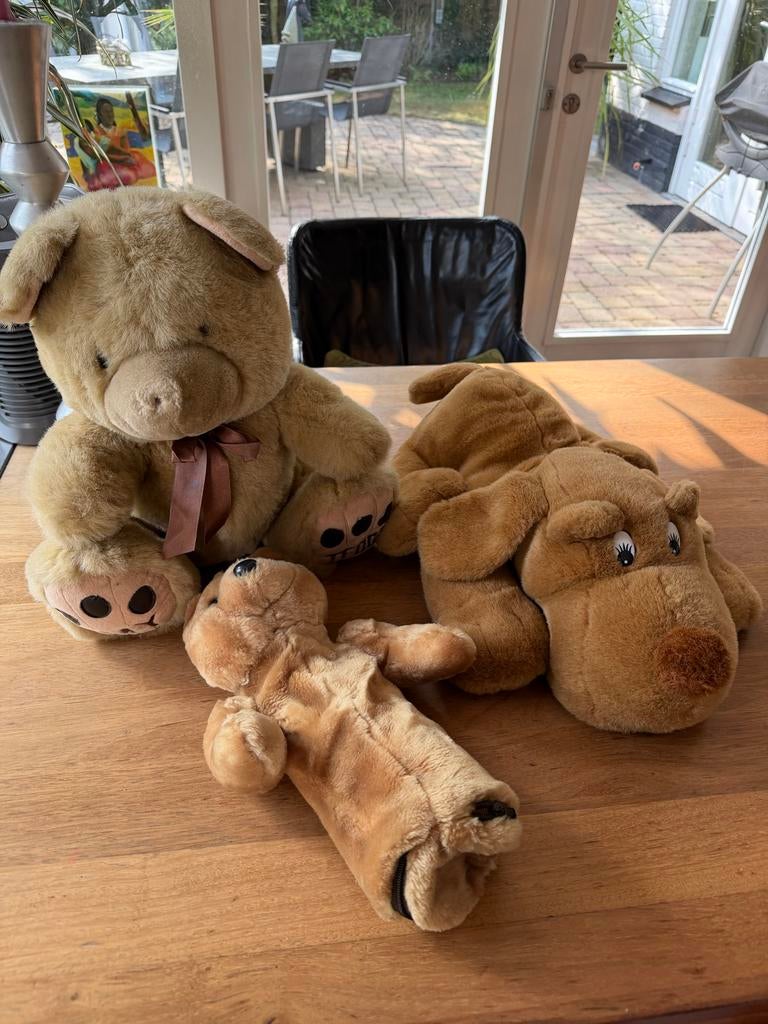 Set van 3 knuffels: 2 beren en hond, Ophalen of Verzenden, Zo goed als nieuw, Overige typen