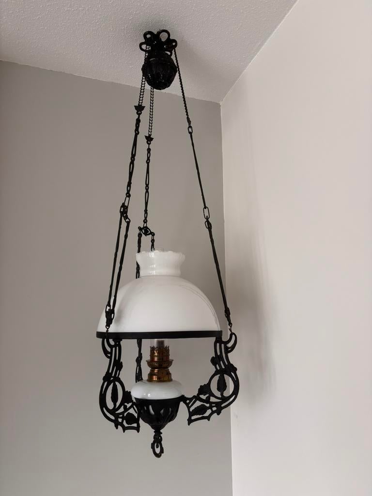 Oude olie hanglamp, Antiek en Kunst, Antiek | Lampen, Ophalen