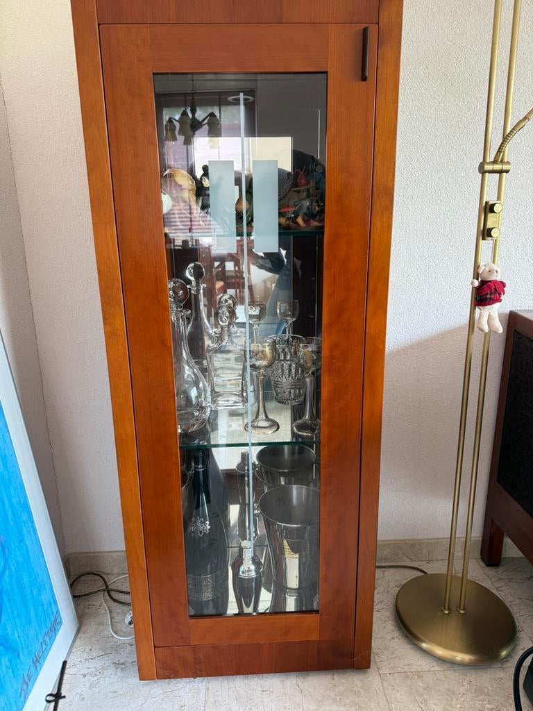 Schuitema vitrinekast Art Deco stijl kersenhout, Ophalen, Zo goed als nieuw, 25 tot 50 cm, Kersenhout