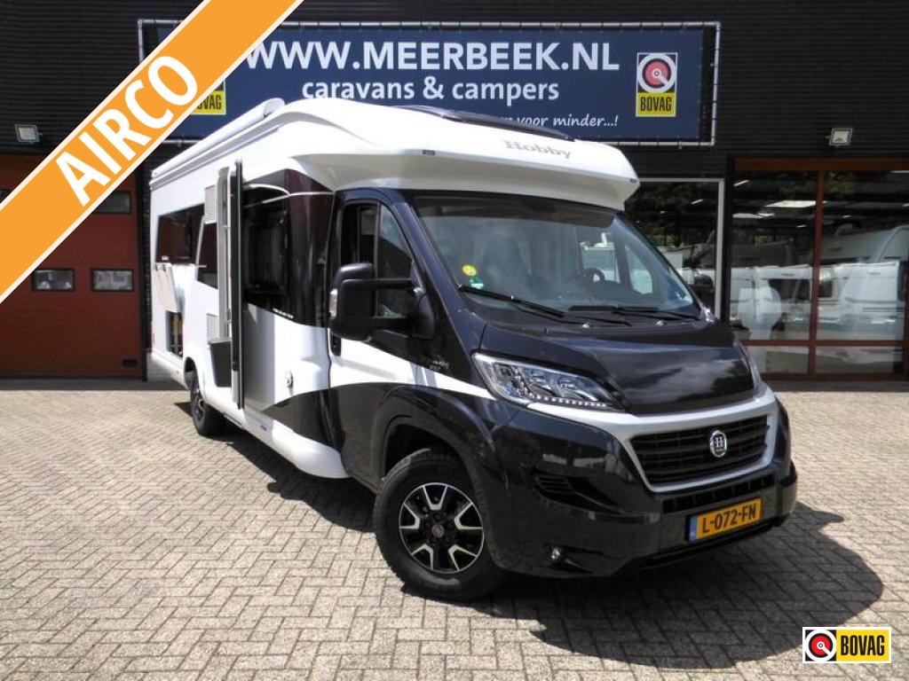 Hobby Optima De Luxe 75 HF HEFBED +SOLAR +FIETSENREK, Caravans en Kamperen, Campers, Chemisch toilet, Fiat, Hobby, Half-integraal