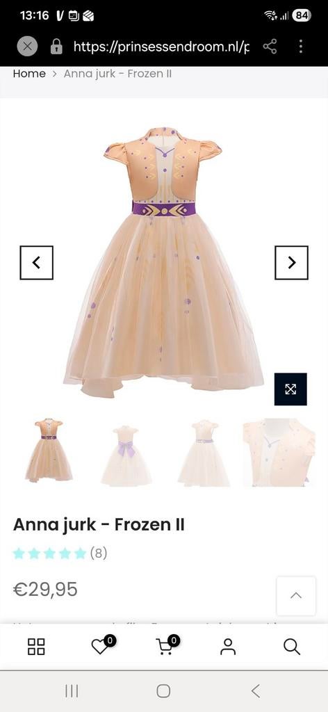 Anna jurk Frozen 2 maat 110/116, Ophalen of Verzenden, Nieuw, 110 t/m 116, Meisje