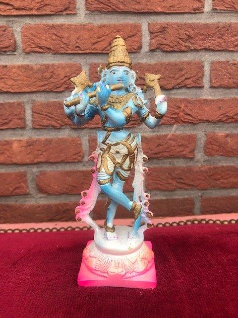 kleurrijk bronzen Krishna beeld, Antiek en Kunst, Ophalen of Verzenden