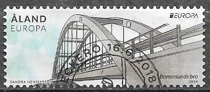 ALAND (Europa)zegel Bomarsund-brug naar eiland Prästö 2018, Verzenden, Gestempeld, Overige thema's