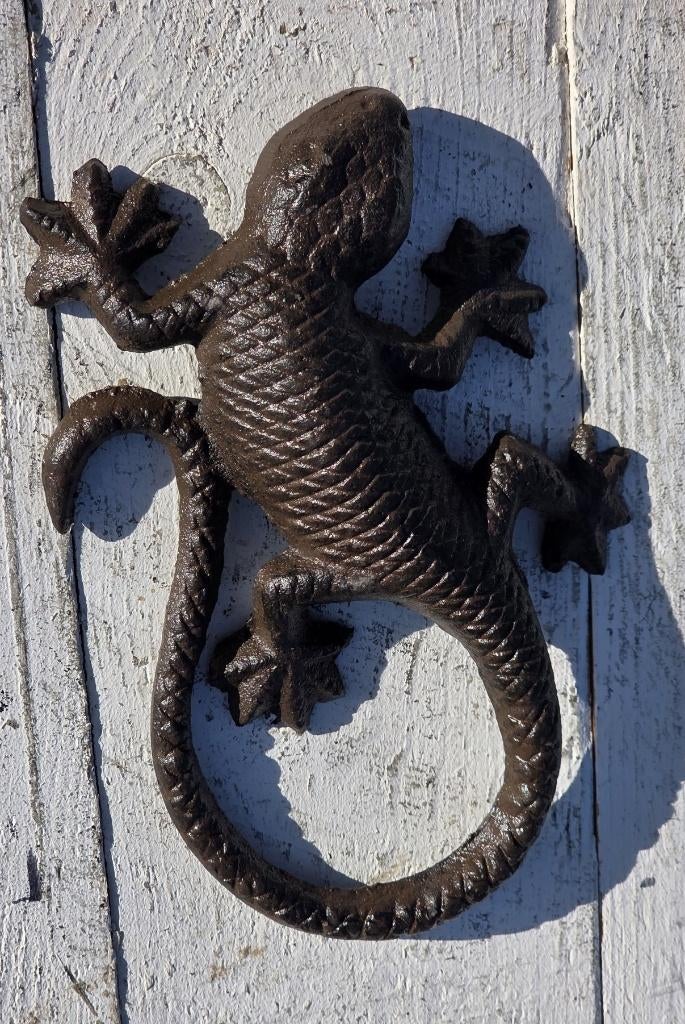 GEKKO / gietijzer, Dierenbeeld, Nieuw, Metaal, Info@huisentuindecoratiemarie.nl