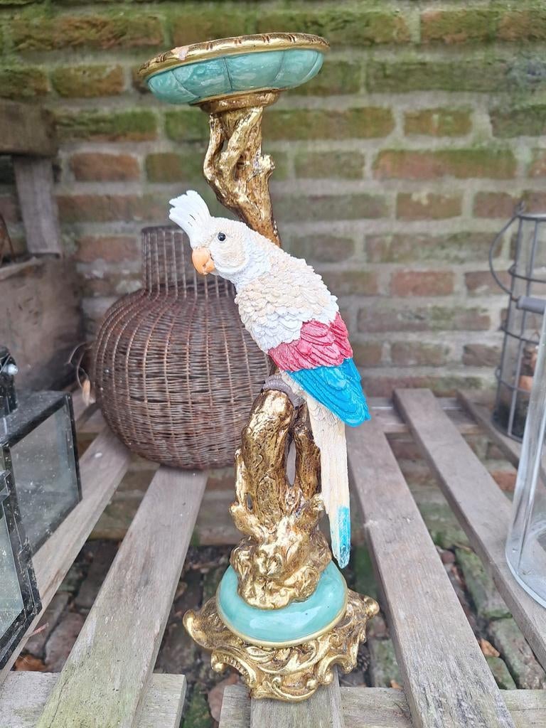 Kandelaar met papegaai  35 cm hoog, Ophalen of Verzenden