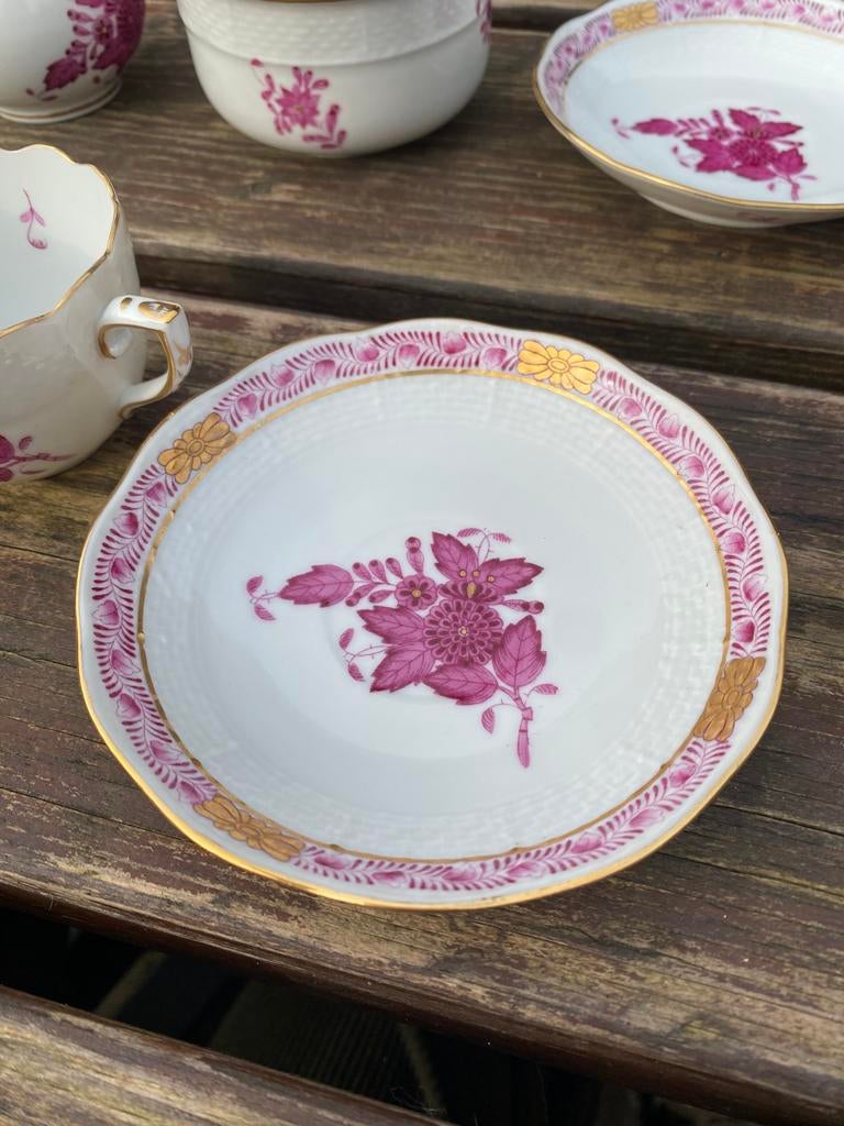Prachtig koffieservies Herend Apponyi purpur, Antiek en Kunst, Ophalen