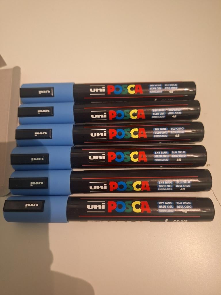 Set van 6 Posca PC-5M markers - Sky Blue, Hobby en Vrije tijd, Tekenen, Ophalen of Verzenden