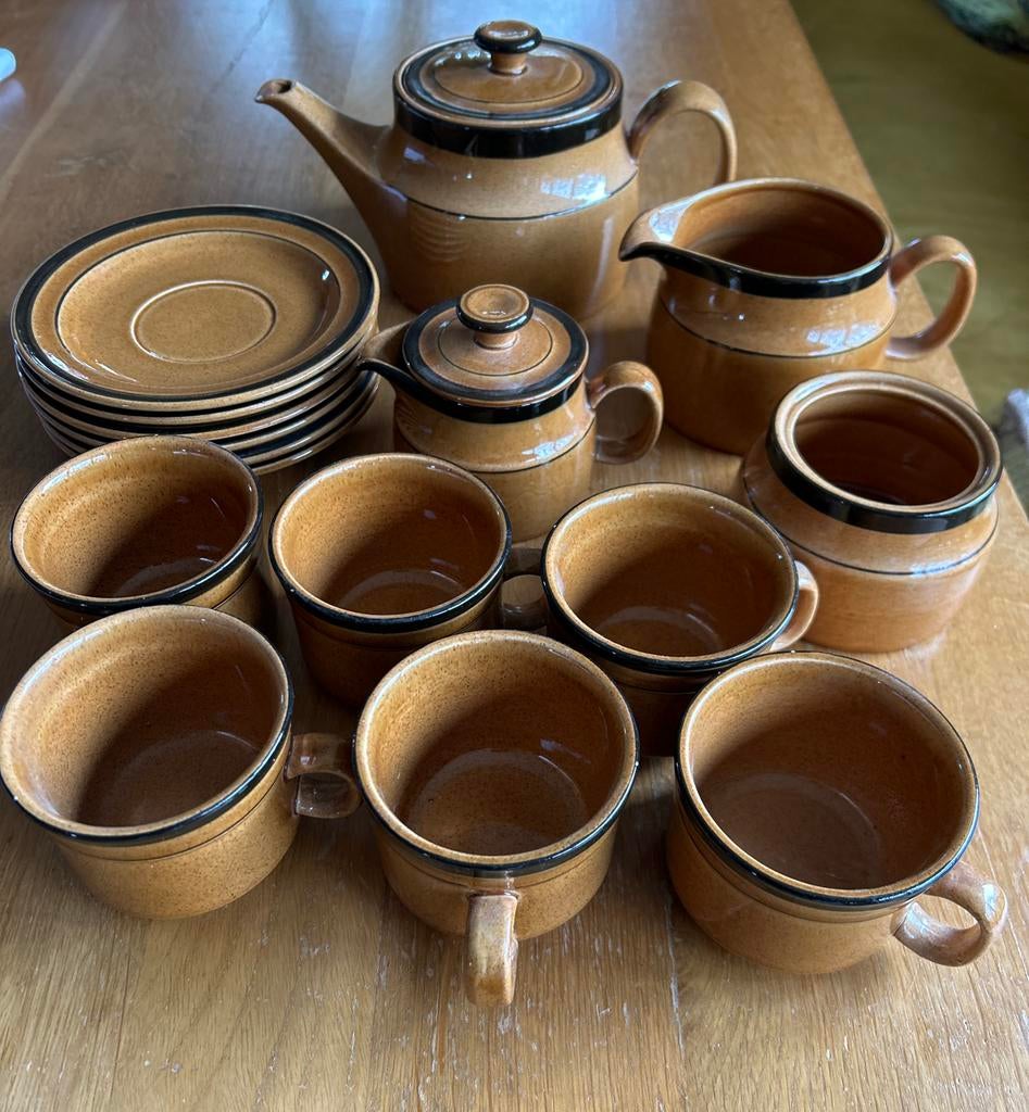 Vintage Richard Ginori Theeservies - Bruin Aardewerk, Ophalen of Verzenden