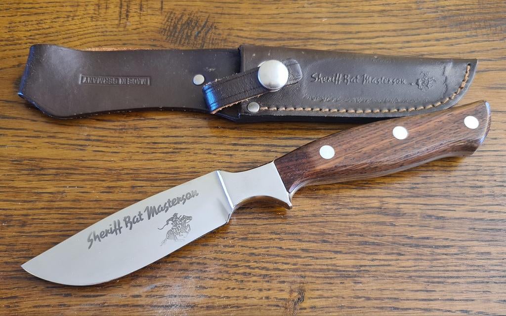 Vintage Solingen Sheriff Bat Masterson mes met schede, Verzenden