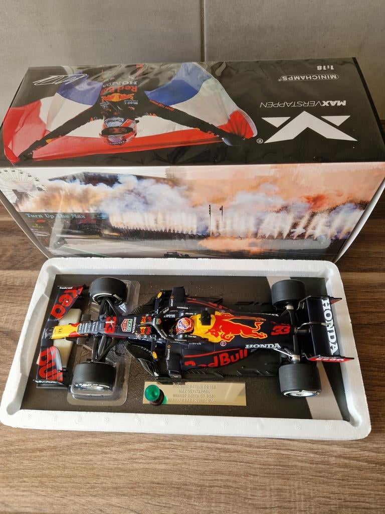 Max verstappen RB16B winnaar Zandvoort 2021 schaal 1/18, Verzenden, Zo goed als nieuw, Formule 1