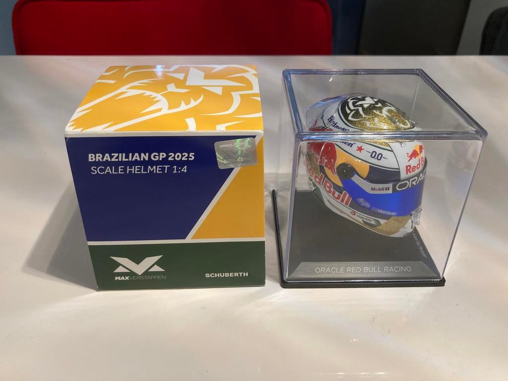Max Verstappen helm 1/4 brazilian gp 2025, Verzamelen, Ophalen of Verzenden, Nieuw, Formule 1