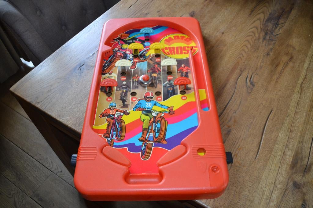 Leuke oude Arcofalc flipperkast met Cross motor-thema, Overige merken, Gebruikt, Mechanisch, Ophalen of Verzenden