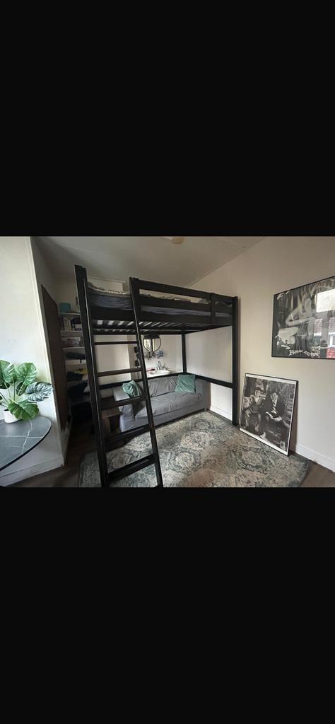 IKEA Hoogslaper met matras 140x200, Huis en Inrichting, Slaapkamer | Stapelbedden en Hoogslapers, Gebruikt, Hoogslaper, 210 cm