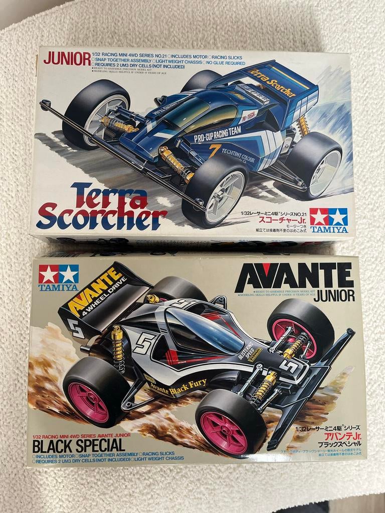 Tamiya Mini 4WD Terra Scorcher & Avante Junior Black Special, 1:50 of kleiner, Auto, Nieuw, Ophalen of Verzenden