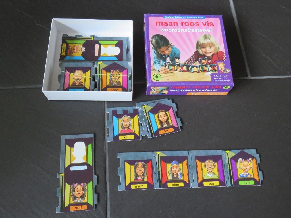 Maan roos vis woordenstraatspel, vanaf 6 jaar. Mooi, Ophalen of Verzenden, Zo goed als nieuw