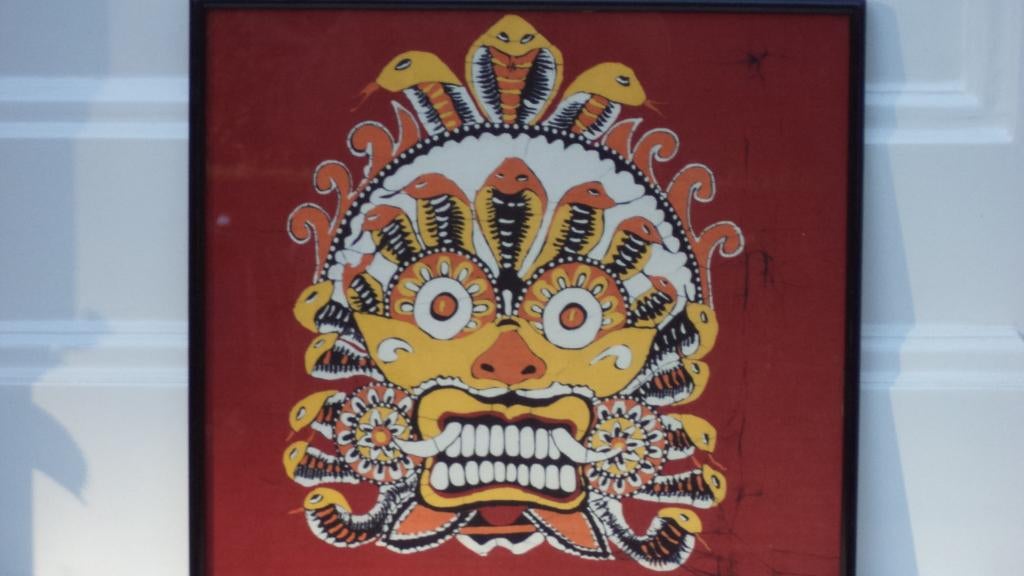 Oosterse THANGKA Sri Lanka Garuda Nada, Schleiper gekaderd, Antiek en Kunst, Ophalen of Verzenden