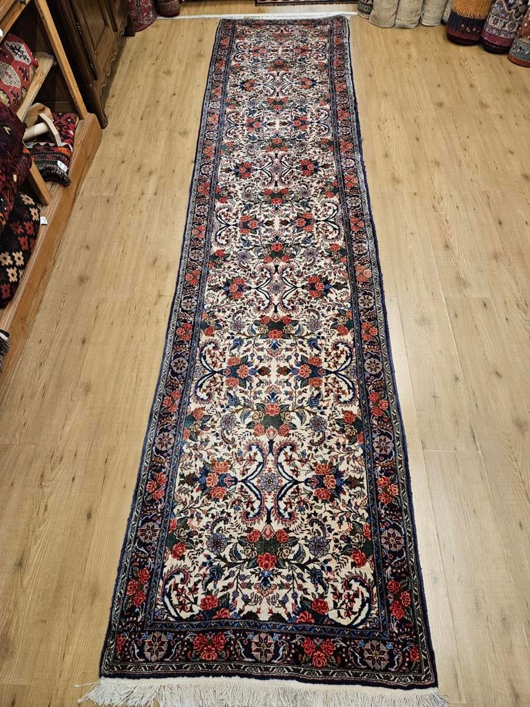 Vintage handgeknoopt perzisch tapijt loper bidjar 413x94, Info@SlatsAntiek.nl, Perzisch, 200 cm of meer, Rechthoekig