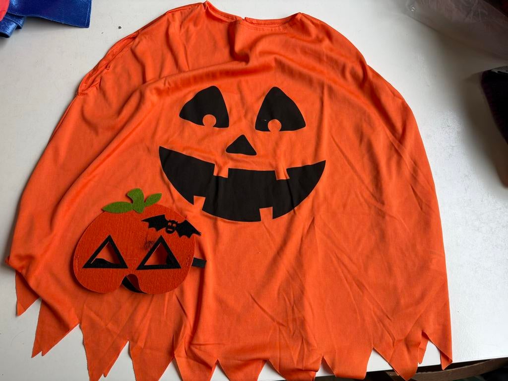 Pompoen verkleedkleren met masker, Kinderen en Baby's, Carnavalskleding en Verkleedspullen, Ophalen of Verzenden, Gebruikt, 104 of kleiner