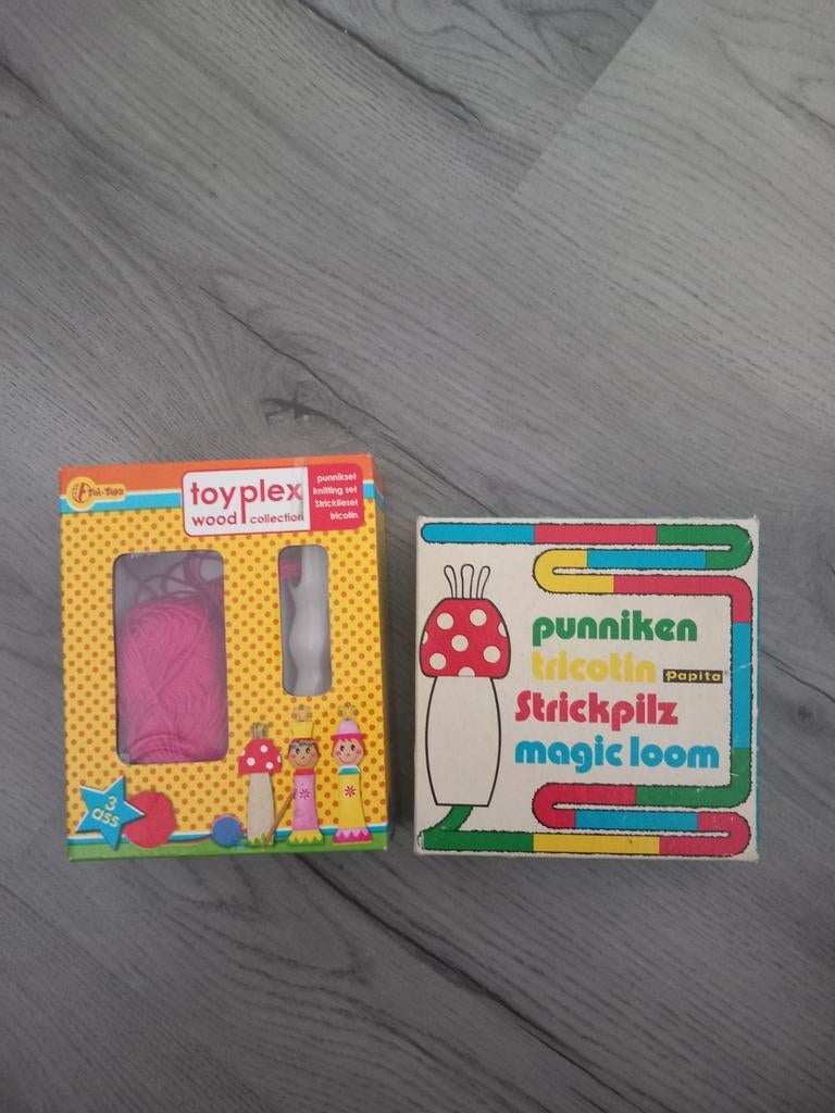 2 Punniksets: Toyplex Hout & Vintage Strickpilz Magic Loom, Hobby en Vrije tijd, Breien en Haken, Ophalen of Verzenden, Gebruikt