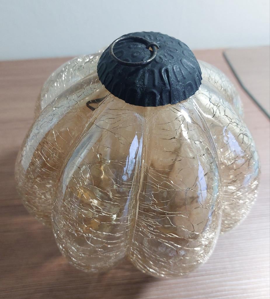 kerstbal / heksenbal glas craquele goud dia 16cm, Diversen, Kerst, Zo goed als nieuw, Ophalen of Verzenden