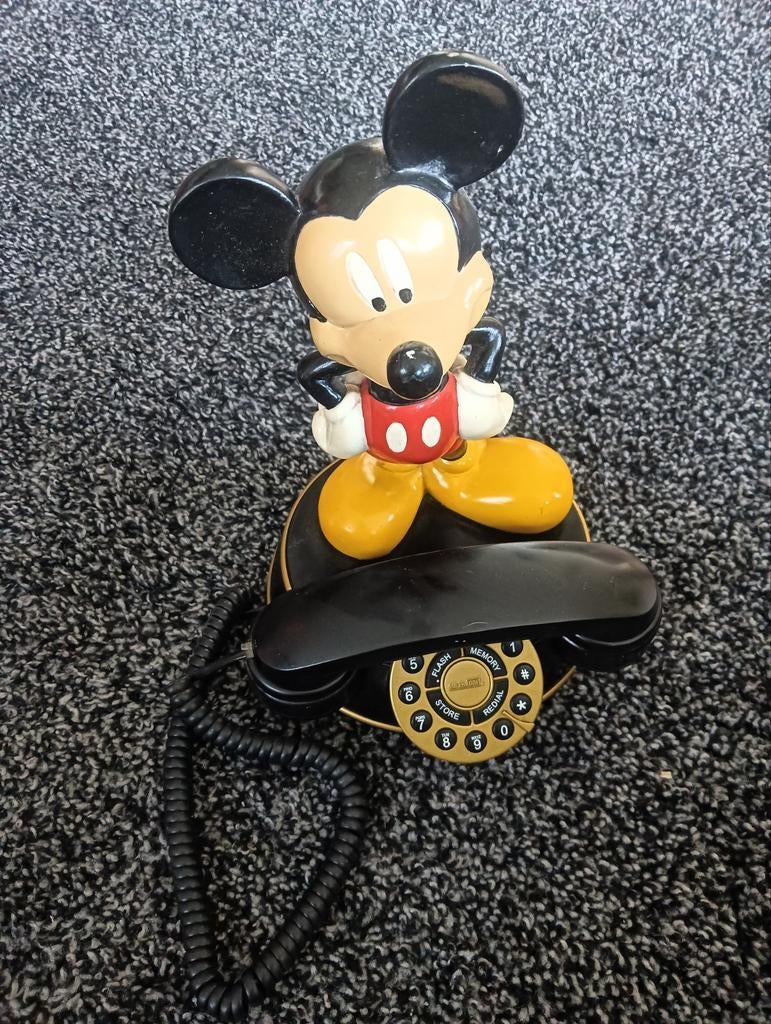 Vintage Mickey mouse telefoon 28,5 cm hoog, Ophalen of Verzenden, Mickey Mouse, Beeldje of Figuurtje