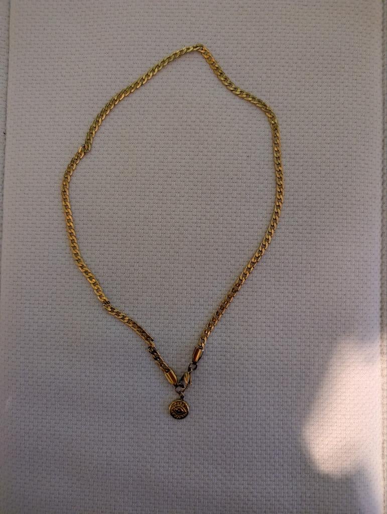 Gouden ketting met oog-hanger, Ophalen of Verzenden, Zo goed als nieuw, Goud, Overige materialen