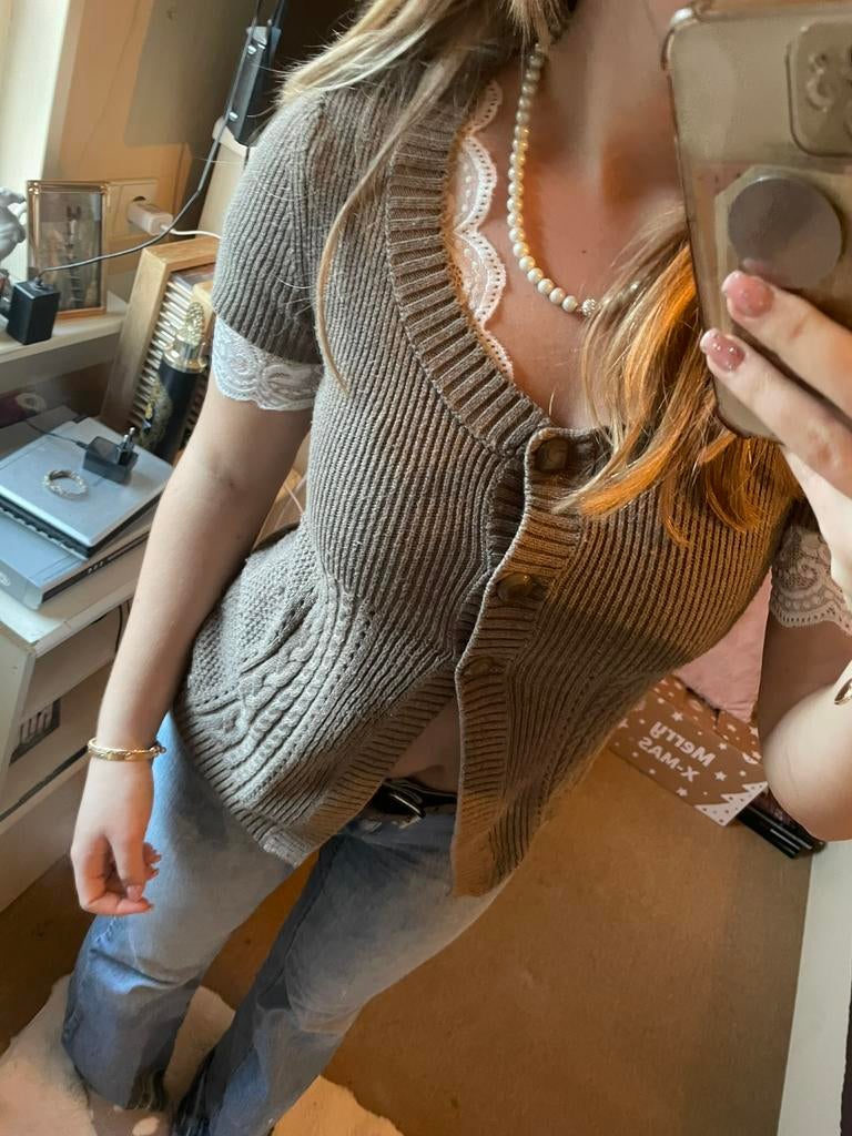 Knitted babydoll cardigan, Bruin, Street One, Ophalen of Verzenden, Zo goed als nieuw