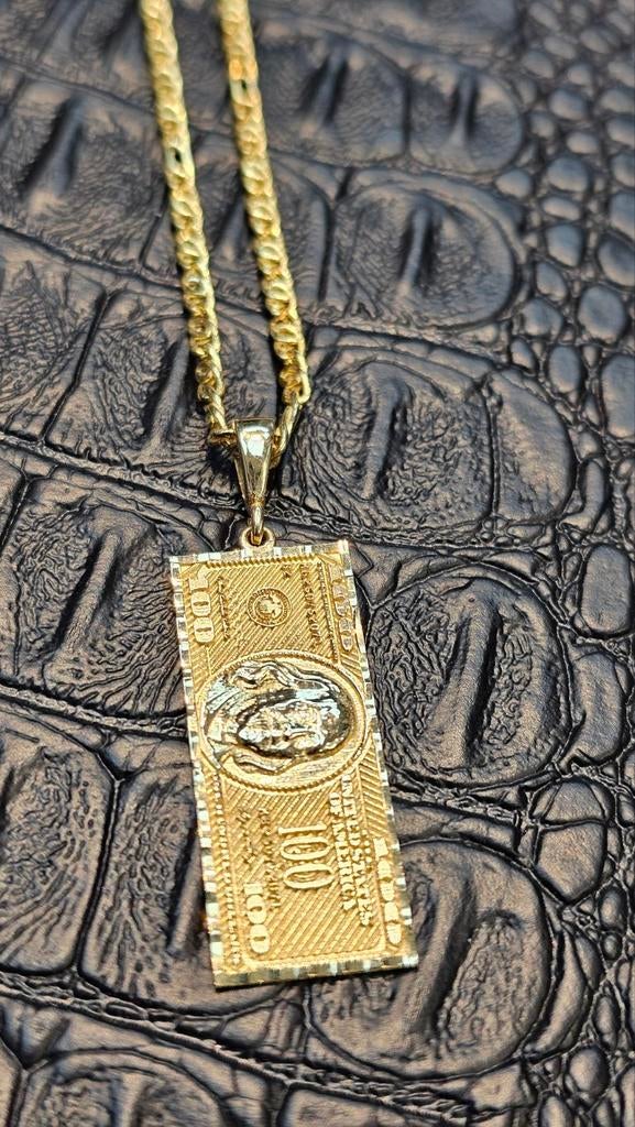 Prachtige kettingen met dollar hanger 14karaat goud