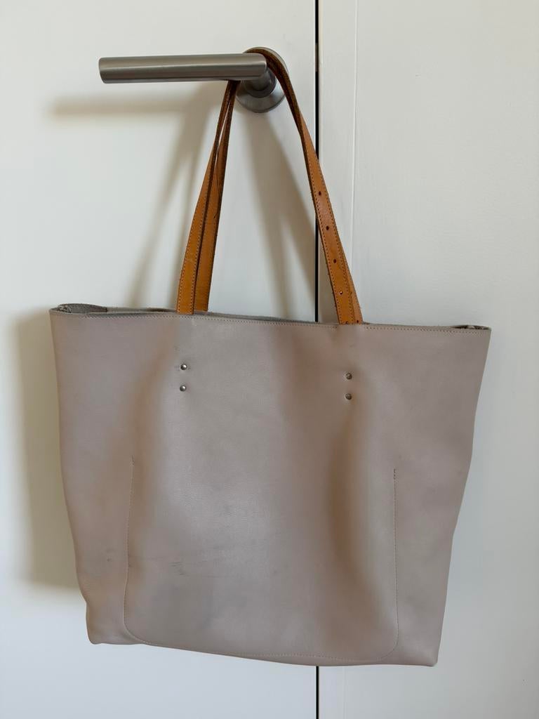 👜 Leren Shopper / Tote Bag – PUC, Beige, Ophalen, Gebruikt, Beige, Shopper