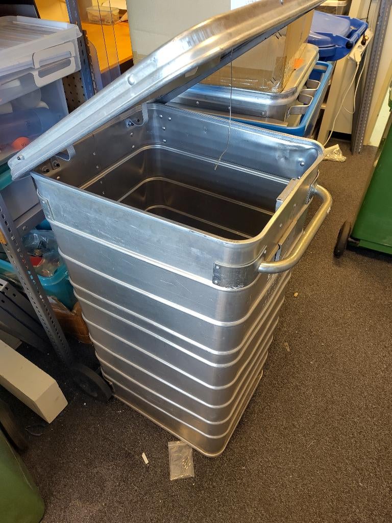 ALUMINIUM PAPIERCONTAINER OP WIELEN, KANTOOR / VERTROUWELIJK, Ophalen, Nieuw, 40 liter of meer, Metaal