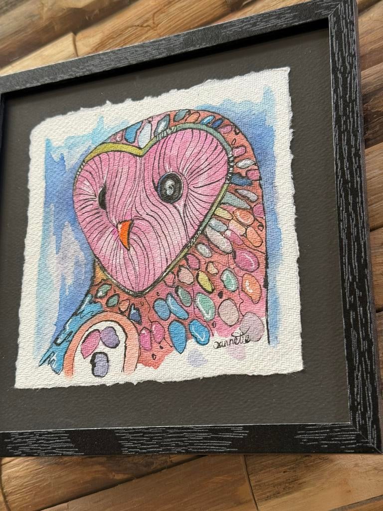 Roze Uil, Antiek en Kunst, Kunst | Schilderijen | Abstract, Ophalen of Verzenden