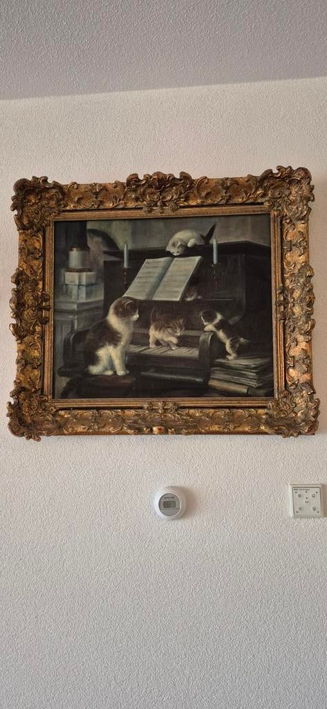 2 grote poezen schilderijen Jan Hovener, Ophalen of Verzenden