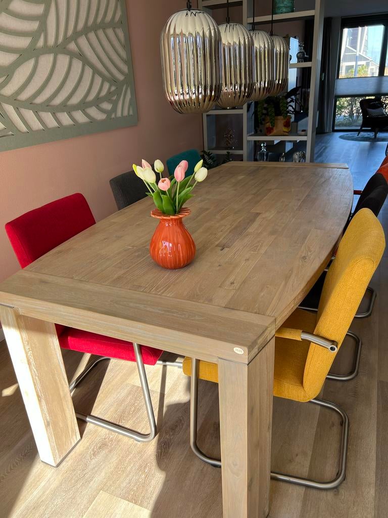 Eetkamertafel Henders en Hazel eiken whitewash Deens ovaal, Huis en Inrichting, Tafels | Eettafels, Ophalen, Gebruikt, 100 tot 150 cm