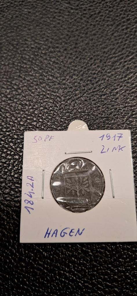 Duits notgeld 50 pfennig 1917 Hagen zink, Ophalen of Verzenden, Duitsland