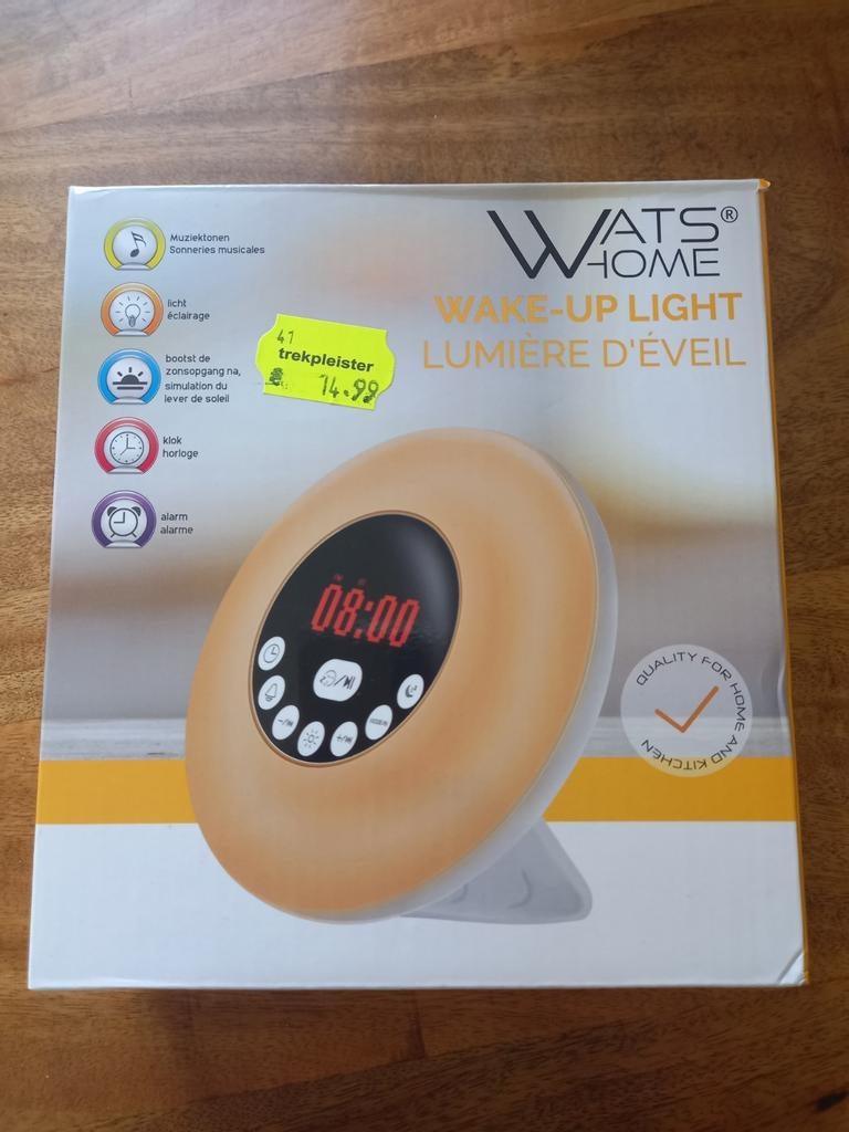 WATS HOME Wake-up Light - Wekker met licht en geluid, Witgoed en Apparatuur, Wekkers, Ophalen of Verzenden, Zo goed als nieuw
