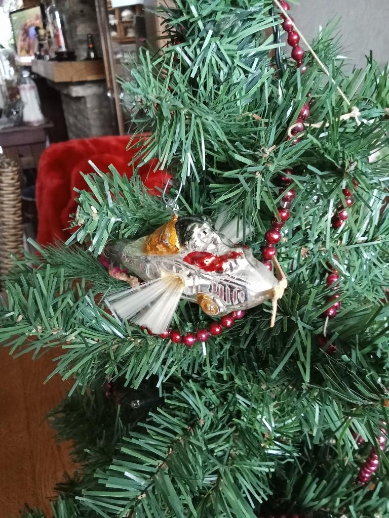 te koop antieke kerstbal kerstman in vliegtuigje, Diversen, Kerst, Ophalen of Verzenden, Gebruikt