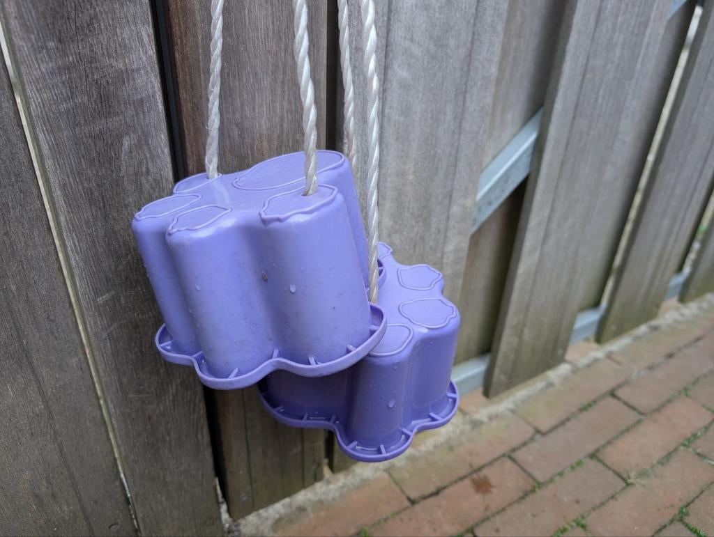 Paarse verstelbare loopklossen, Ophalen, Gebruikt