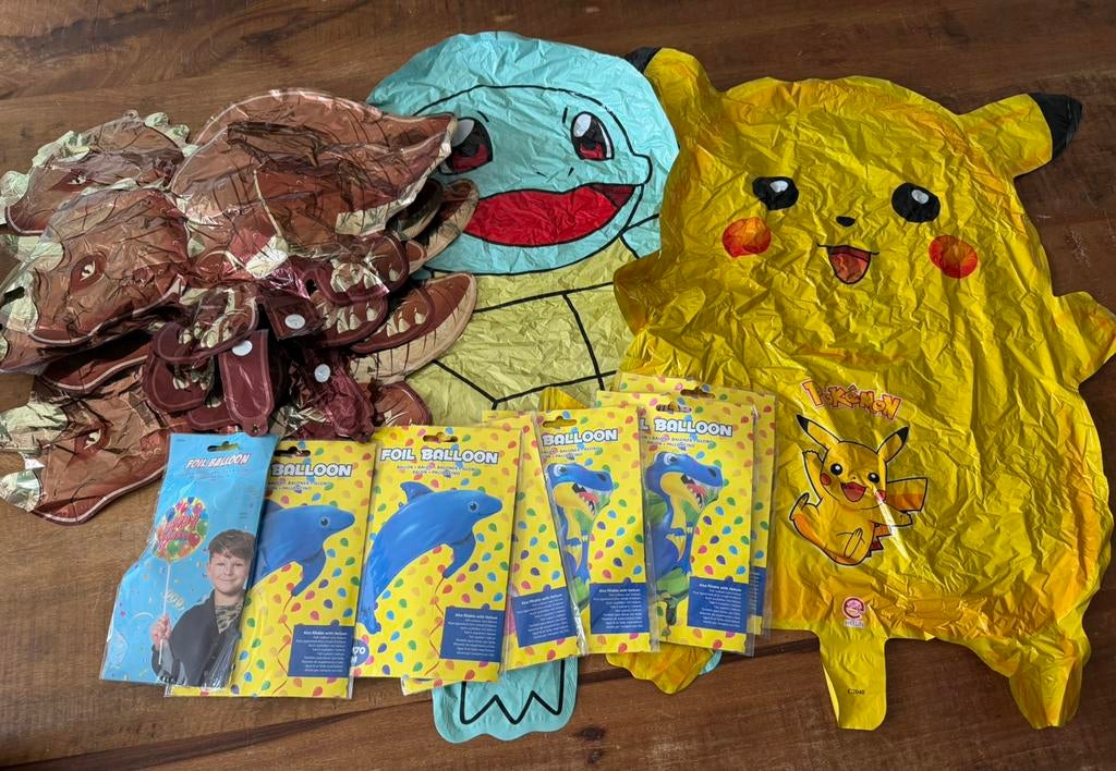 Helium ballonnen 15 stuks incl 2x Pokemon, Ophalen of Verzenden, Zo goed als nieuw, Versiering, Verjaardag