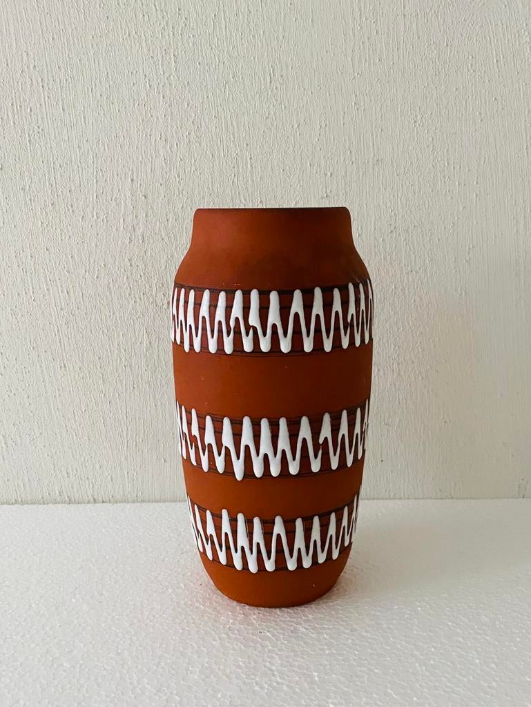 Keramiek Scheurich vaas met zaagtand decor , jaren 60, Scheurich, Gebruikt, Duitsland, Overige kleuren