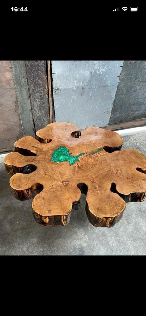 Epoxy boomstamtafel salontafel, Ophalen, 50 tot 100 cm, Zo goed als nieuw, Minder dan 50 cm