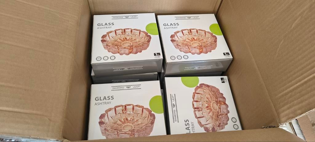 Glazen asbakken nieuw per doos of per stuk, Ophalen of Verzenden, Nieuw