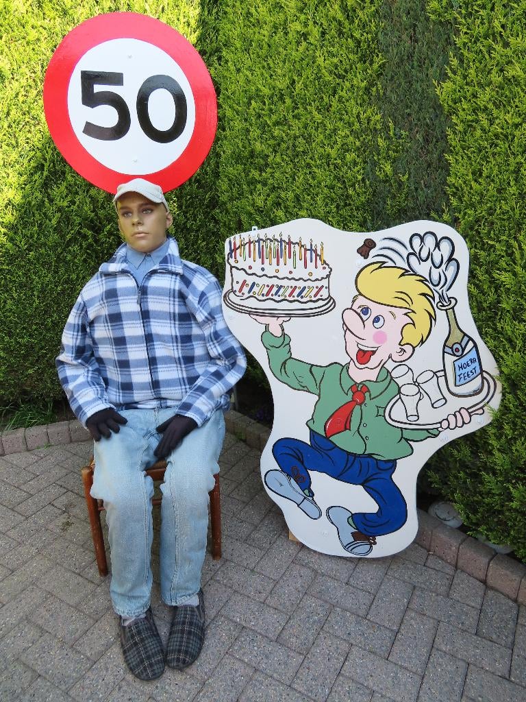 Abraham met slagroomtaart set 3 deel te huur, geen borg., Hobby en Vrije tijd, Feestartikelen | Verhuur, Zo goed als nieuw, Abraham of Sarah