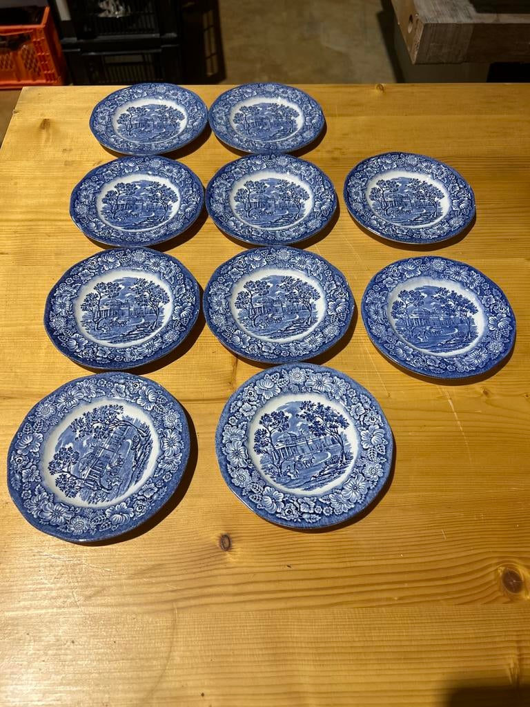 10x -  Liberty Blue borden, "Monticello" patroon - nochris, Ophalen of Verzenden