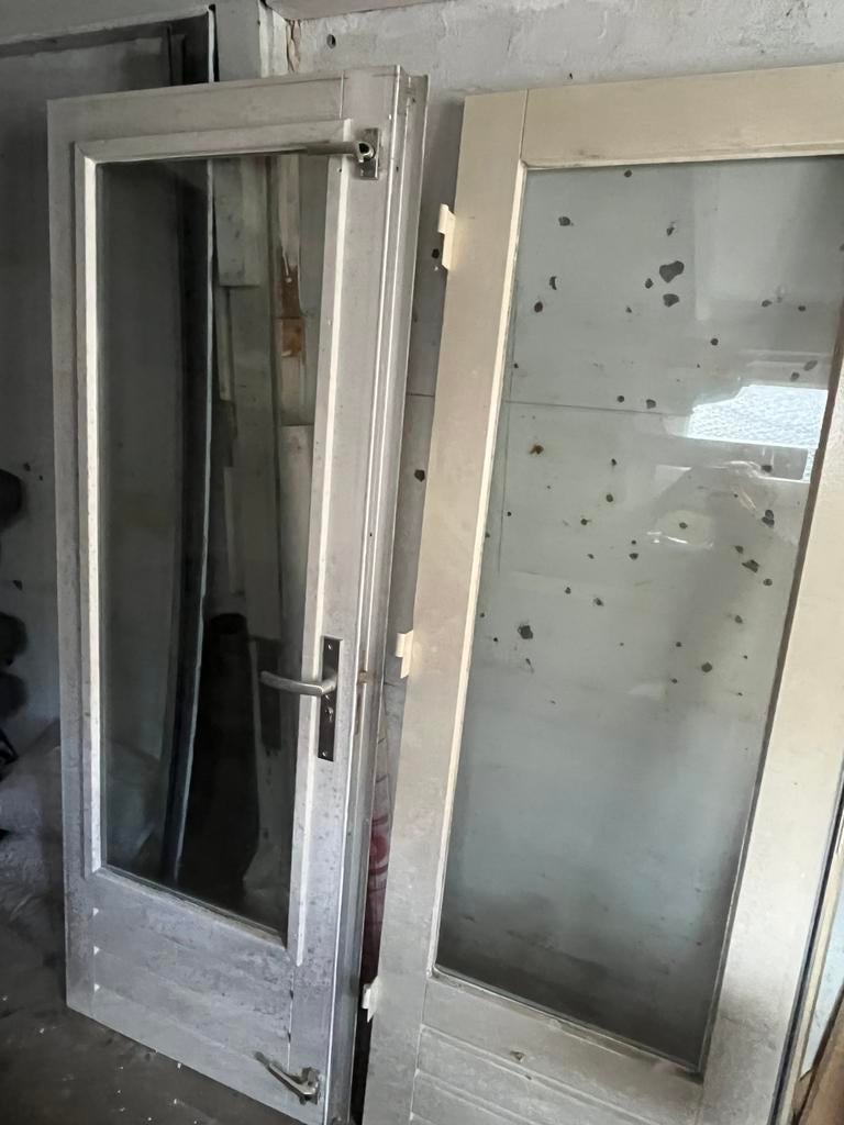 Openslaande deuren met dubbel glas, Doe-het-zelf en Verbouw, Gebruikt, Ophalen of Verzenden, 200 tot 215 cm, Glas