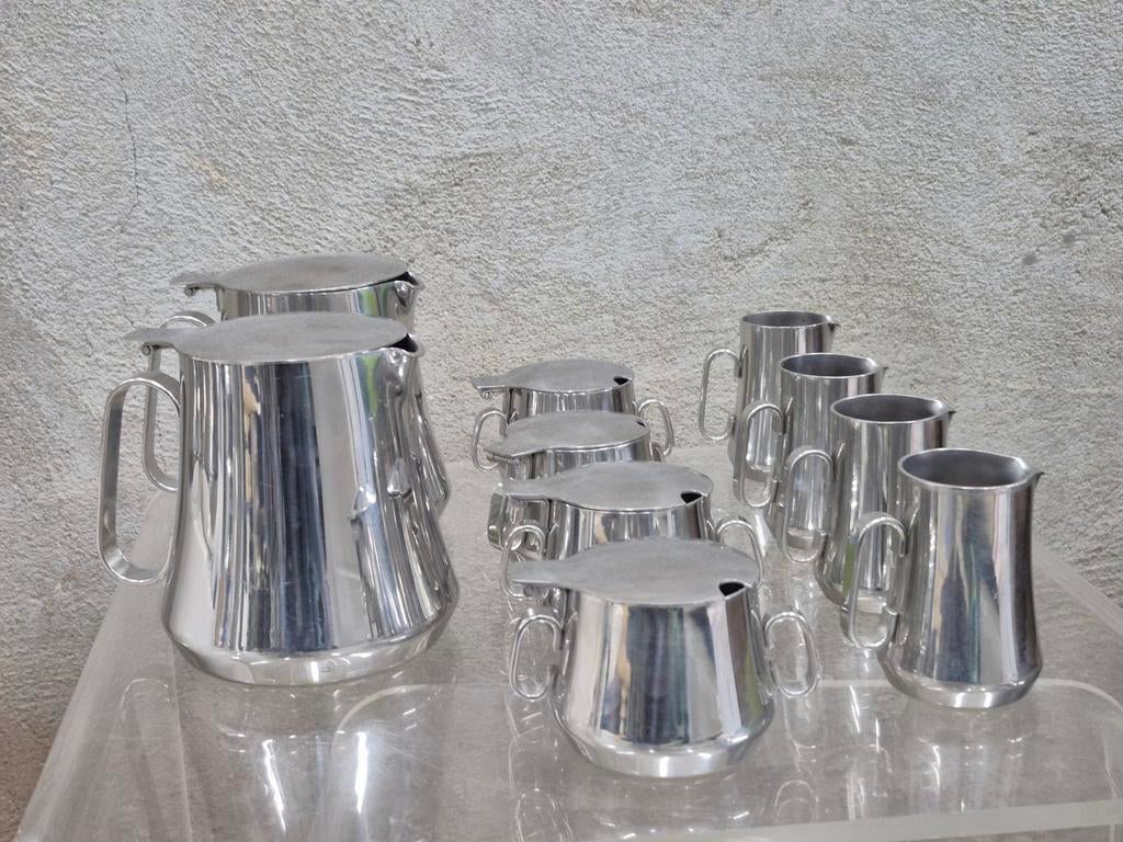 Vintage RVS melk suiker en thee set van MEPRA jaren 80, Ophalen of Verzenden, Zo goed als nieuw, Overige materialen