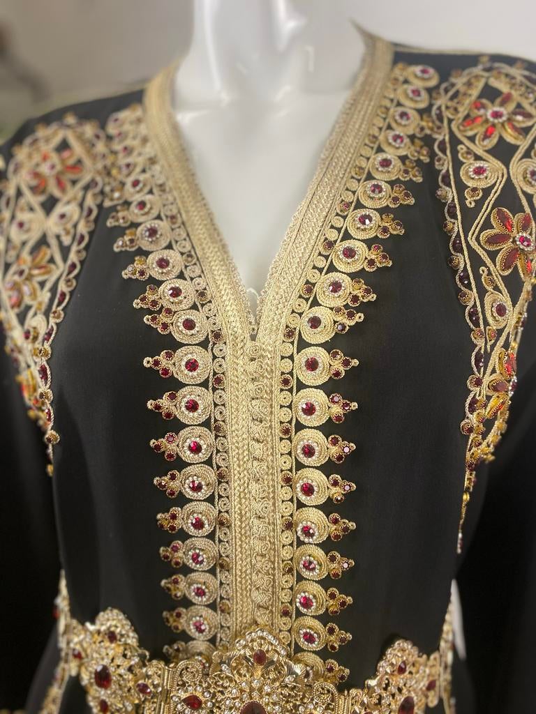 Nieuw luxe Marokkaanse Kaftan Zwart/Goud  – Bruiloft / Feest, Kleding | Dames, Gelegenheidskleding, Overige typen, Zwart, Nieuw