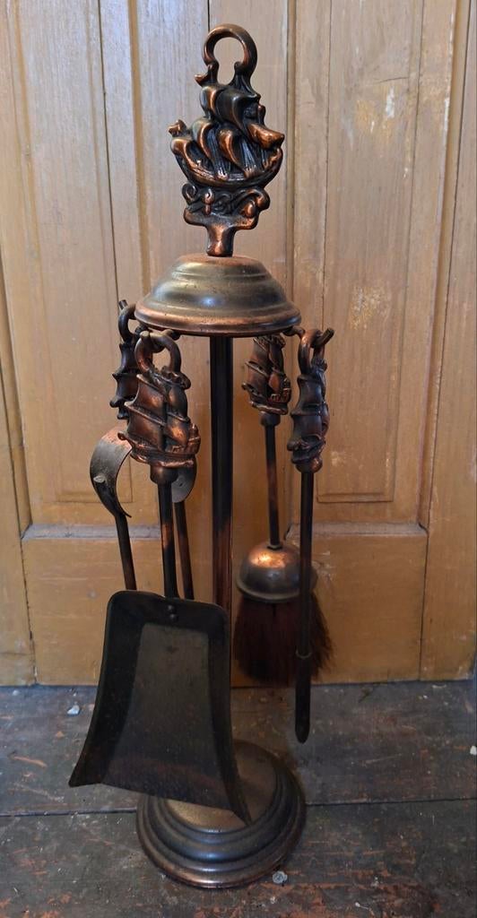 Vintage haard set, Ophalen of Verzenden, Gebruikt, Vrijstaande haard, Houthaard