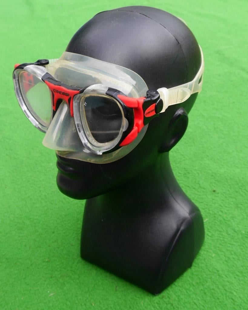 Duikmasker/Duikbril Cressi Ocean Eyes Rood/transparant, Ophalen of Verzenden, Gebruikt, Snorkelmasker