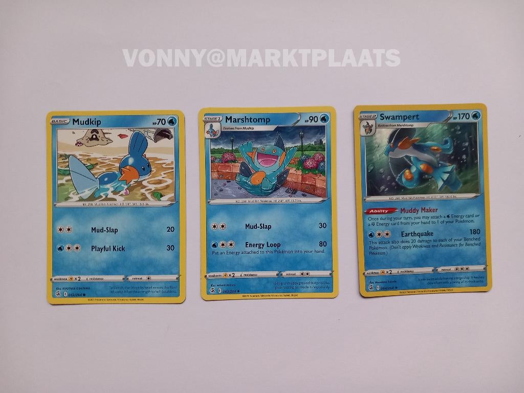 NIEUW! Pokémon TCG evolutie set Mudkip Marshtomp Swampert, Ophalen of Verzenden, Nieuw, Meerdere kaarten