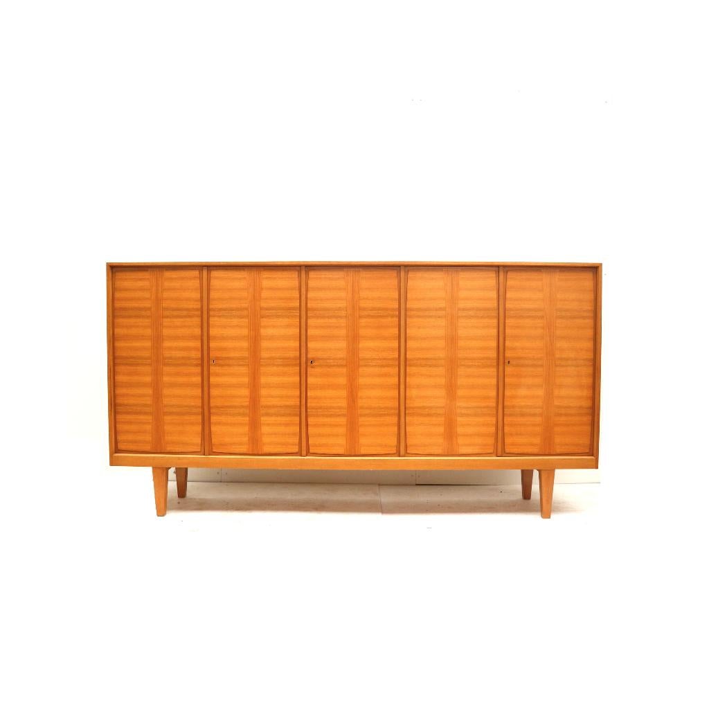 Groot vintage dressoir highboard jaren '60 '70 design, 5 laden of meer, Verzenden, Zo goed als nieuw, Minder dan 100 cm